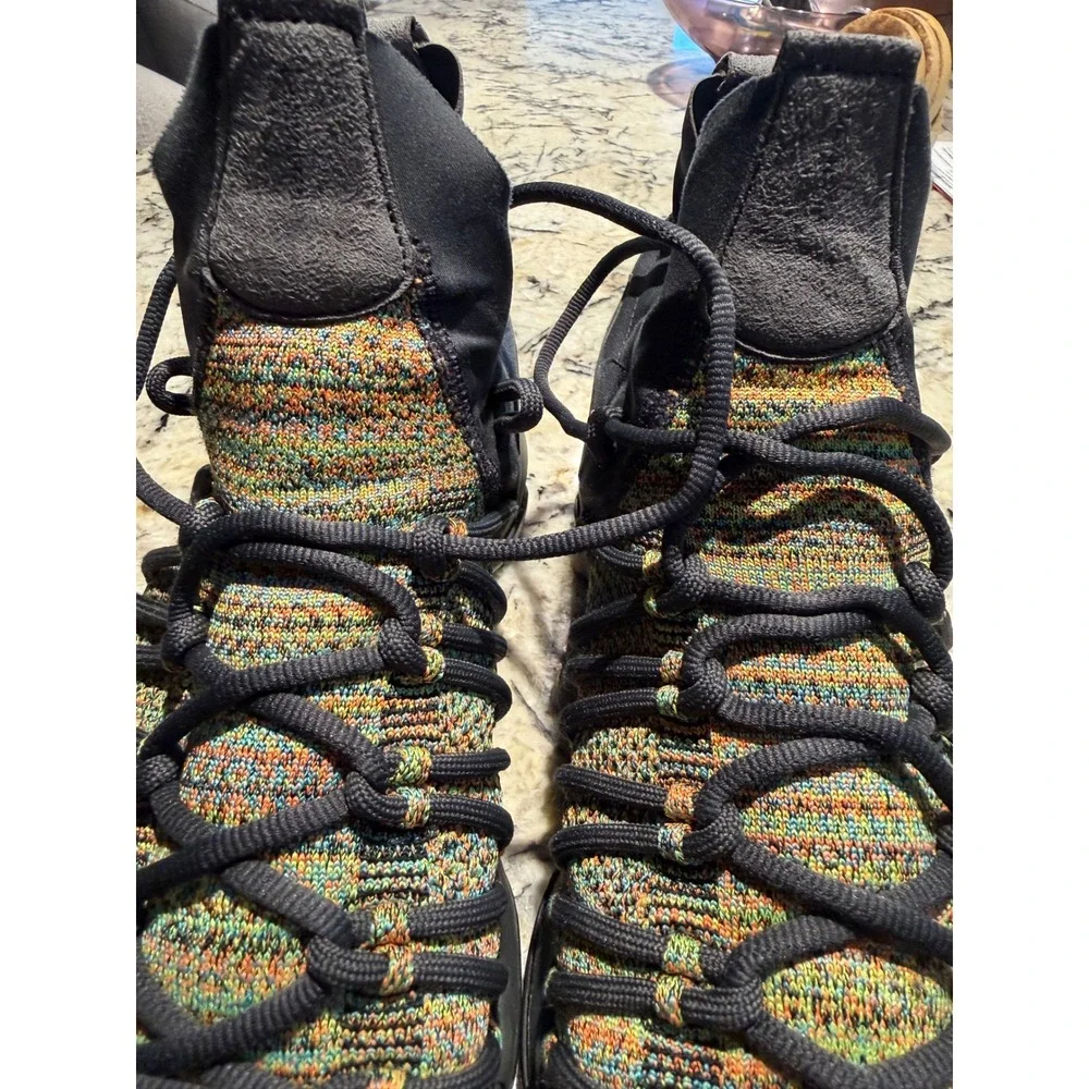 Men's Nike Zoom KD 9 Elite Multicolor Flyknit Black High Top Sneakers 873308-002